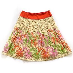Beautiful Vintage 90’s Women’s Floral Palm Embroidered A-Line Skirt Size 2